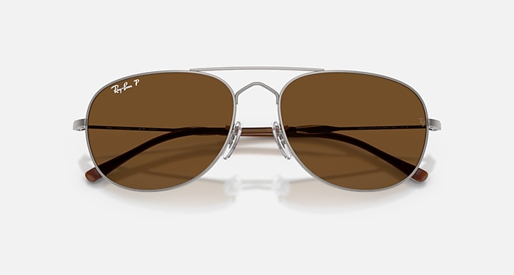 Ray-Ban BAIN BRIDGE Gunmetal with Polarized Brown Solid Color lenses - Closed Front