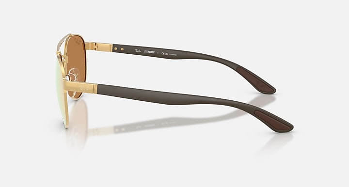 Ray-Ban RB3736 POLARIZED+ LENSES LITEFORCE Arista Gold; Brown with Orange Mirror Pink Polarized+ Polarized+ lenses - Lateral