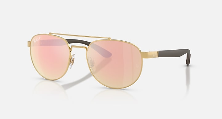 Ray-Ban RB3736 POLARIZED+ LENSES LITEFORCE Arista Gold; Brown with Orange Mirror Pink Polarized+ Polarized+ lenses - Quarter