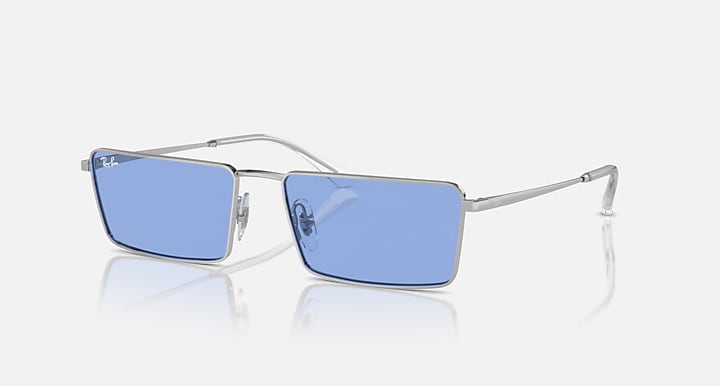 Ray-Ban EMY BIO-BASED Silver with Blue Solid Color lenses - Quarter