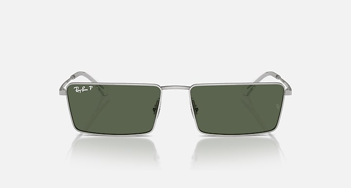 Ray-Ban EMY BIO-BASED Silver with Dark Green Polarized Solid Color lenses - Front