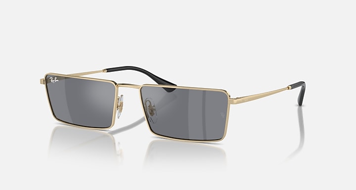 Ray-Ban EMY BIO-BASED Gold with Dark Grey Flash Silver Solid Color - Mirror lenses - Quarter