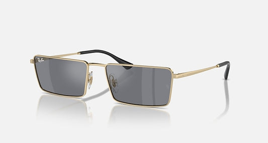 Ray-Ban EMY BIO-BASED Gold with Dark Grey Flash Silver Solid Color - Mirror lenses - Quarter