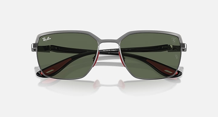 Ray-Ban RB3743M SCUDERIA FERRARI COLLECTION Gunmetal On Gunmetal; Black with Dark Green Solid Color lenses - Closed Front