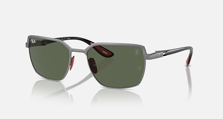 Ray-Ban RB3743M SCUDERIA FERRARI COLLECTION Gunmetal On Gunmetal; Black with Dark Green Solid Color lenses - Quarter