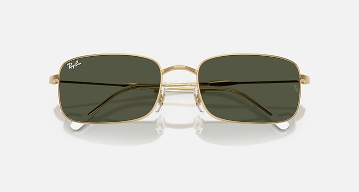 Ray-Ban RB3746 Arista Gold with G-15 Green Solid Color lenses - Closed Front