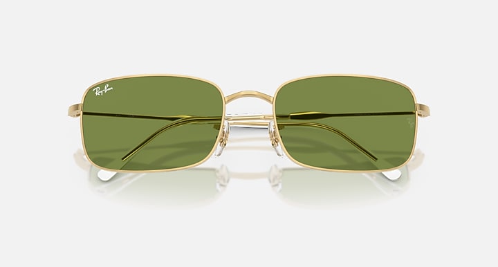 Ray-Ban RB3746 Arista Gold with Green Solid Color lenses - Closed Front