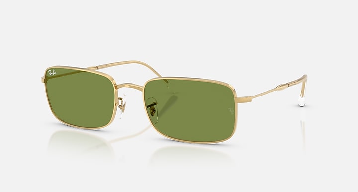 Ray-Ban RB3746 Arista Gold with Green Solid Color lenses - Quarter