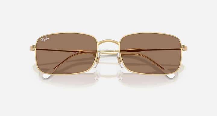 Ray-Ban RB3746 Arista Gold with Brown Solid Color lenses - Closed Front