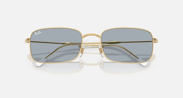 Ray-Ban RB3746 Arista Gold with Blue Solid Color lenses - Closed Front