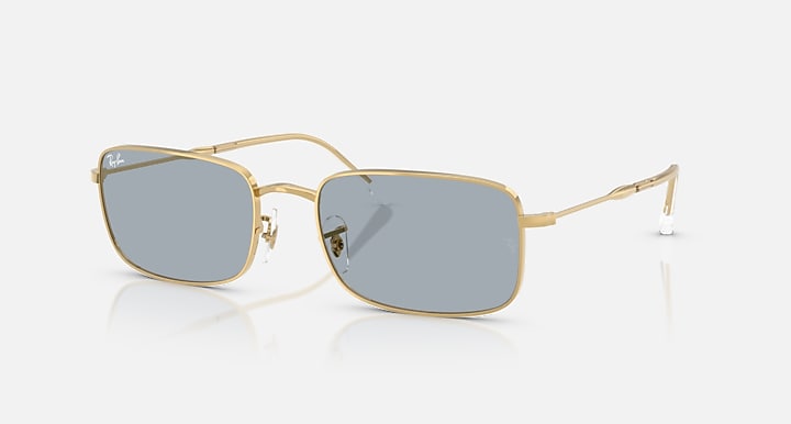 Ray-Ban RB3746 Arista Gold with Blue Solid Color lenses - Quarter