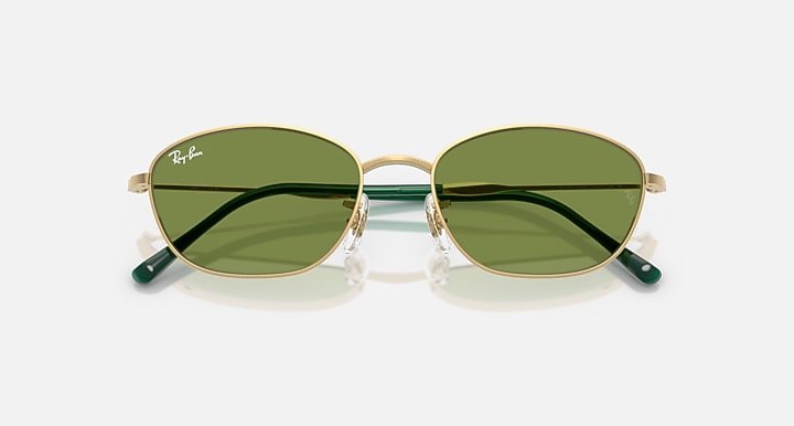 Ray-Ban RB3749 Arista Gold with Green Solid Color lenses - Closed Front