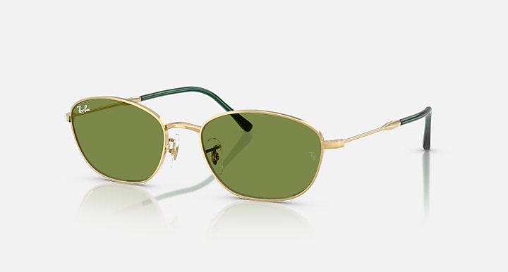 Ray-Ban RB3749 Arista Gold with Green Solid Color lenses - Quarter