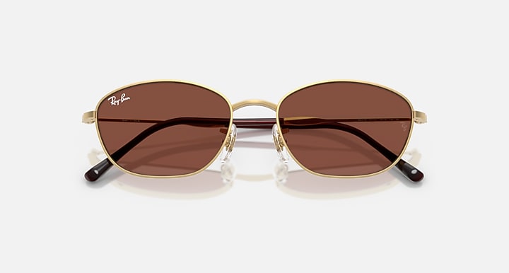 Ray-Ban RB3749 Arista Gold with Red Solid Color lenses - Closed Front