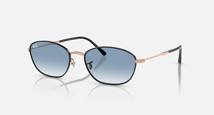 Ray-Ban RB3749 Black On Rosegold; Rose Gold with Clear Gradient Blue Gradient lenses - Quarter