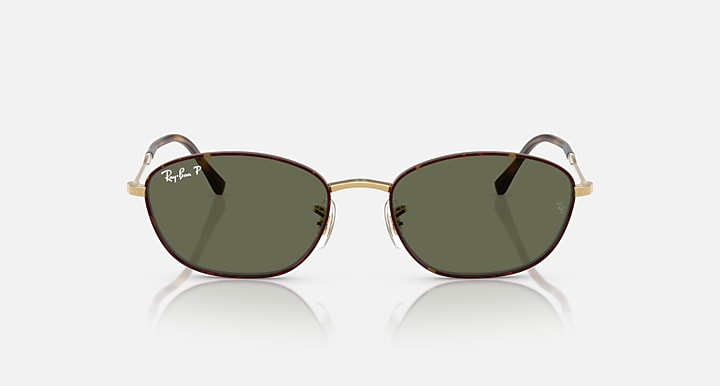 Ray-Ban RB3749 Havana On Gold; Gold with G-15 Green Polarized Solid Color lenses - Front