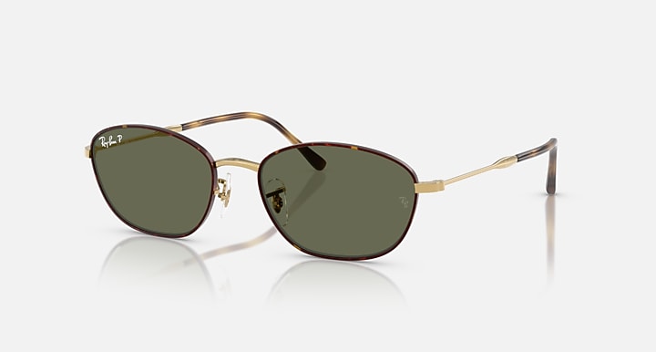 Ray-Ban RB3749 Havana On Gold; Gold with G-15 Green Polarized Solid Color lenses - Quarter