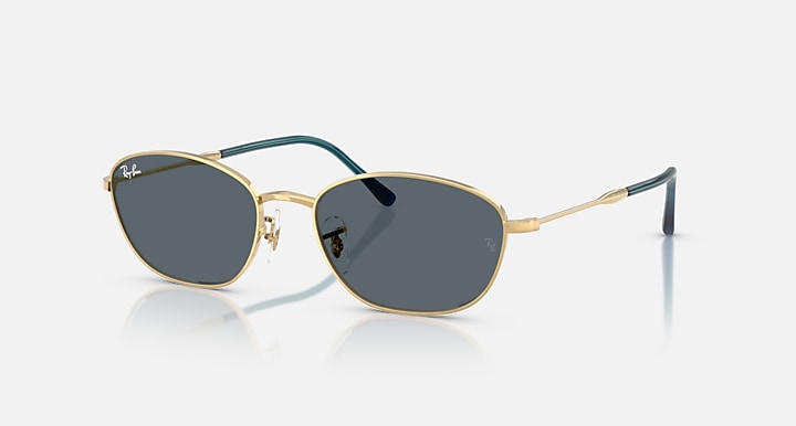 Ray-Ban RB3749 Arista Gold with Blue Solid Color lenses - Quarter