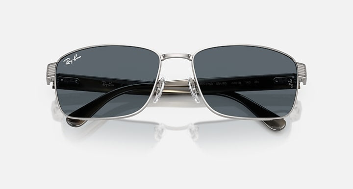 Ray-Ban RB3750 Gunmetal; Havana Grey with Blue Solid Color lenses - Closed Front