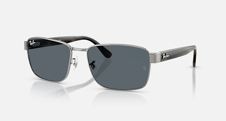 Ray-Ban RB3750 Gunmetal; Havana Grey with Blue Solid Color lenses - Quarter