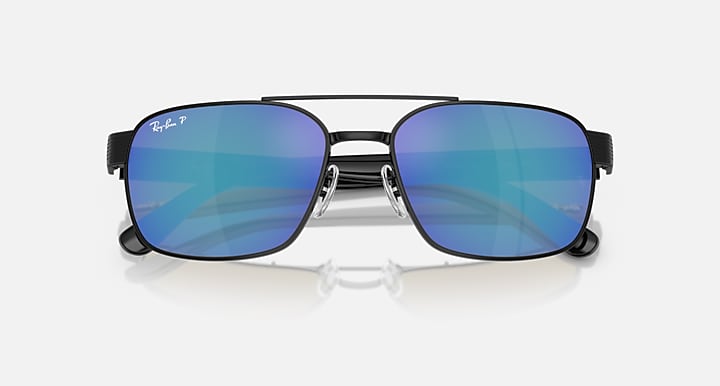 Ray-Ban RB3751 POLARIZED+ LENSES Black with Polarized+ Grey Mirror Blue Polarized+ lenses - Closed Front
