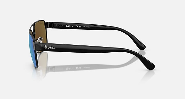 Ray-Ban RB3751 POLARIZED+ LENSES Black with Polarized+ Grey Mirror Blue Polarized+ lenses - Lateral