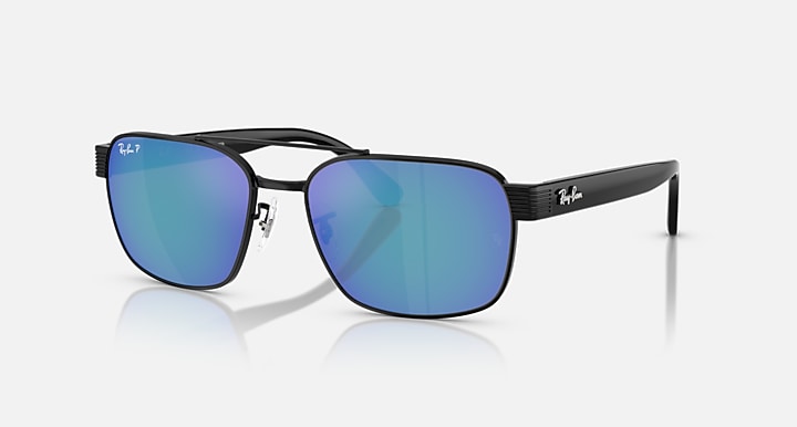 Ray-Ban RB3751 POLARIZED+ LENSES Black with Polarized+ Grey Mirror Blue Polarized+ lenses - Quarter