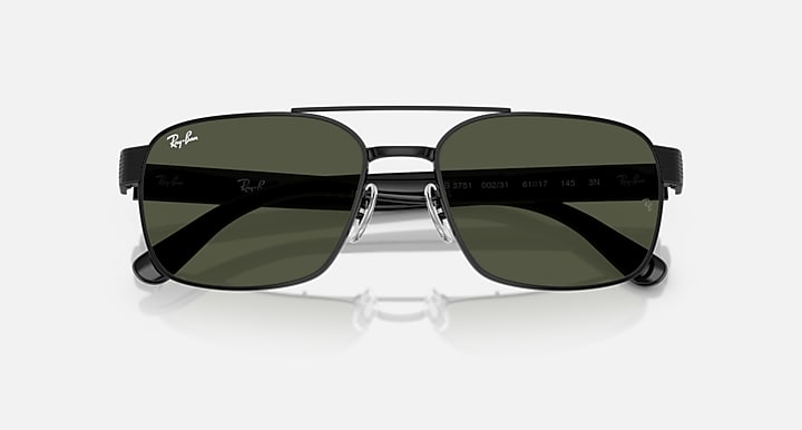 Ray-Ban RB3751 Black with G-15 Green Solid Color lenses - Closed Front