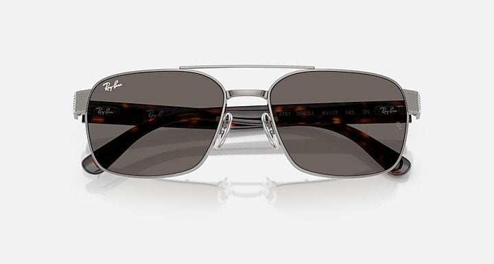 Ray-Ban RB3751 Gunmetal; Havana with Dark Grey Solid Color lenses - Closed Front