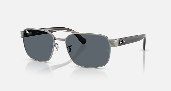 Ray-Ban RB3751 Gunmetal; Havana Grey with Blue Solid Color lenses - Quarter