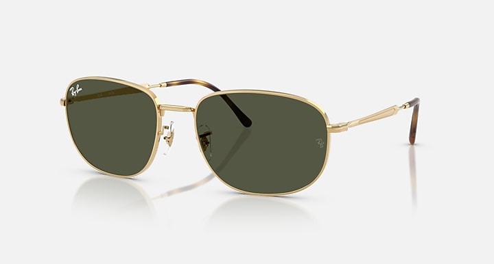 Ray-Ban RB3754 Arista Gold with Green Solid Color lenses - Quarter