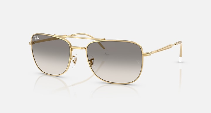 Ray-Ban RB3755 Arista Gold with Clear Gradient Grey Gradient lenses - Quarter