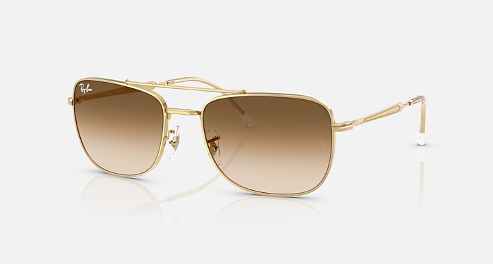Ray-Ban RB3755 Arista Gold with Clear Gradient Brown Gradient lenses - Quarter