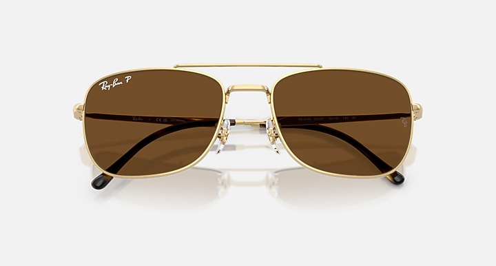 Ray-Ban RB3755 Arista Gold with Polarized Brown Solid Color lenses - Closed Front