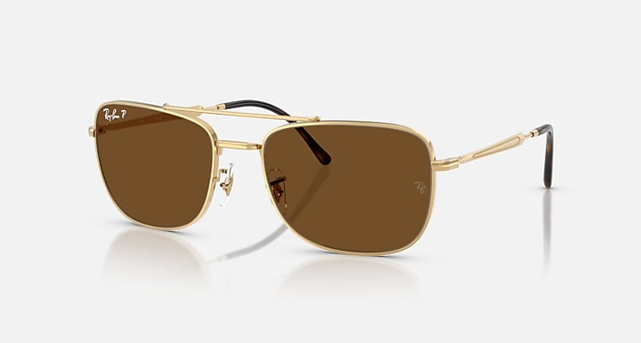 Ray-Ban RB3755 Arista Gold with Polarized Brown Solid Color lenses - Quarter