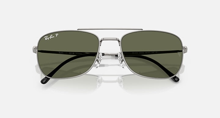 Ray-Ban RB3755 Gunmetal with Green Polarized Solid Color lenses - Closed Front