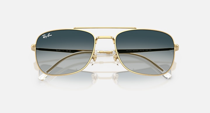 Ray-Ban RB3755 Arista Gold with Grey Gradient Blu Gradient lenses - Closed Front