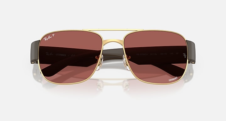 Ray-Ban RB3756 POLARIZED+ LENSES Arista Gold; Sand Brown with Wine Polarized+ Polarized+ lenses - Closed Front