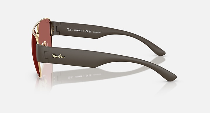 Ray-Ban RB3756 POLARIZED+ LENSES Arista Gold; Sand Brown with Wine Polarized+ Polarized+ lenses - Lateral