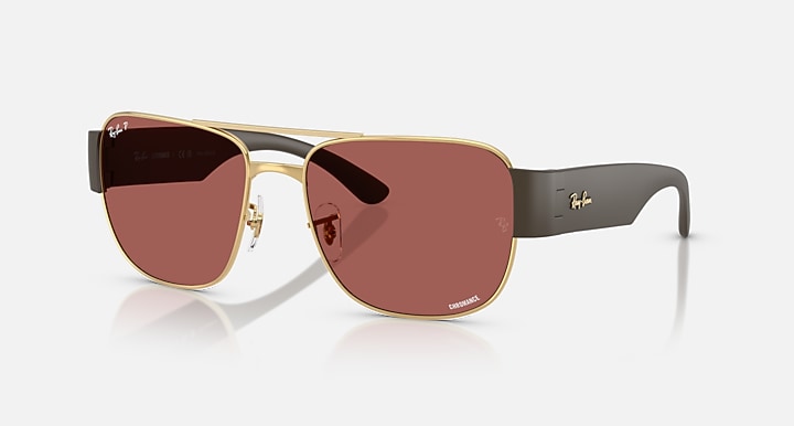 Ray-Ban RB3756 POLARIZED+ LENSES Arista Gold; Sand Brown with Wine Polarized+ Polarized+ lenses - Quarter