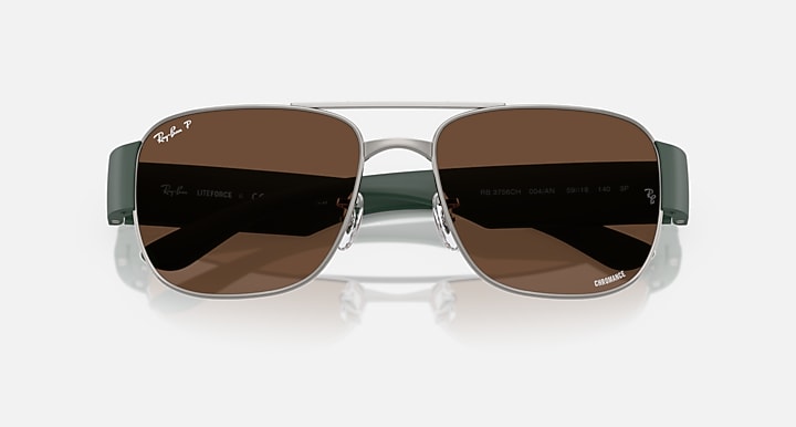 Ray-Ban RB3756 POLARIZED+ LENSES Gunmetal; Sand Green with Polarized+ Brown Polarized+ lenses - Closed Front