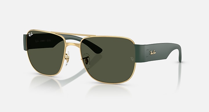 Ray-Ban RB3756 Gold; Sand Black with Green Solid Color lenses - Quarter