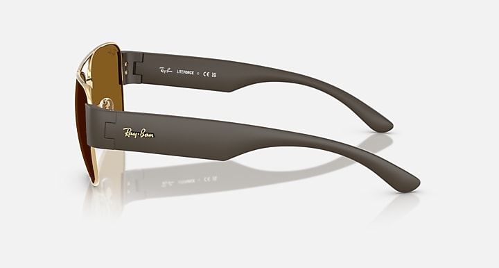 Ray-Ban RB3756 Arista Gold; Sand Brown with Brown Solid Color lenses - Lateral
