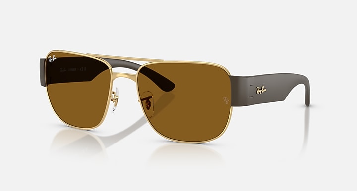 Ray-Ban RB3756 Arista Gold; Sand Brown with Brown Solid Color lenses - Quarter