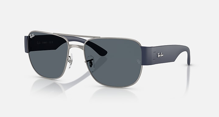 Ray-Ban RB3756 Gunmetal; Sand Dark Blue with Blue Solid Color lenses - Quarter