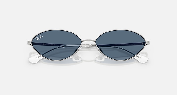 Ray-Ban KAI BIO-BASED Silver with Dark Blue Solid Color lenses - Closed Front