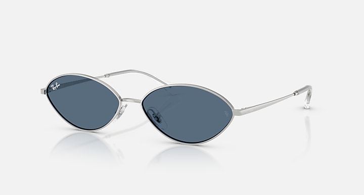 Ray-Ban KAI BIO-BASED Silver with Dark Blue Solid Color lenses - Quarter
