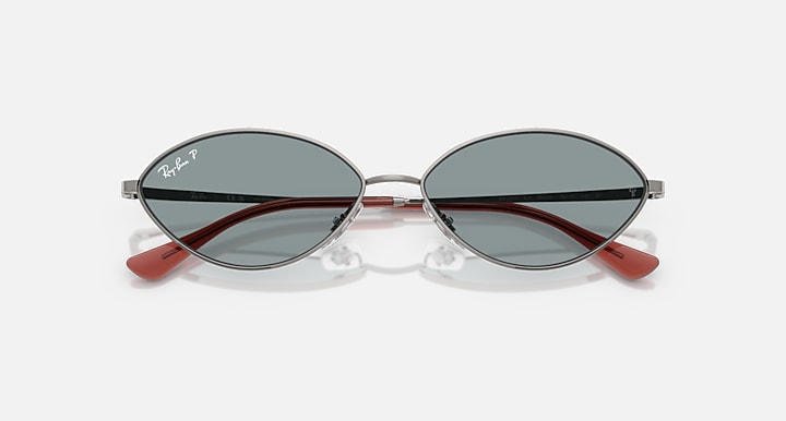 Ray-Ban KAI BIO-BASED Gunmetal with Azure Polarized Solid Color lenses - Closed Front