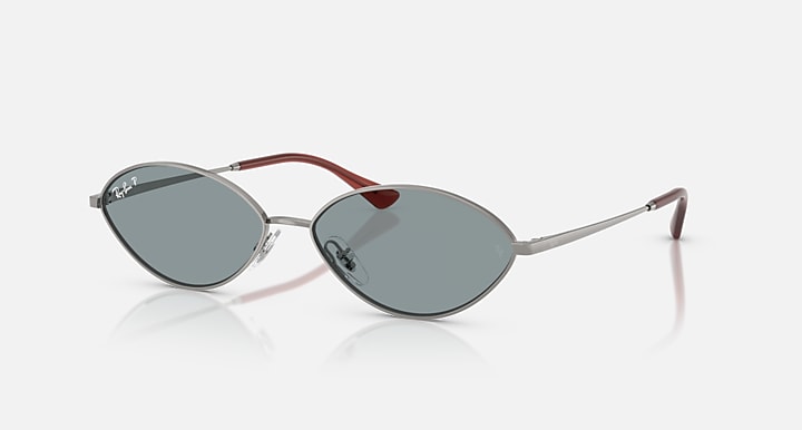 Ray-Ban KAI BIO-BASED Gunmetal with Azure Polarized Solid Color lenses - Quarter