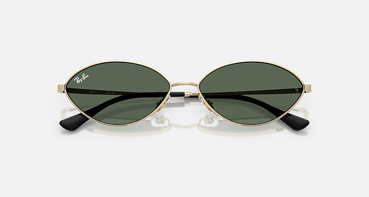 Ray-Ban KAI BIO-BASED Pale Gold with Dark Green Solid Color lenses - Closed Front